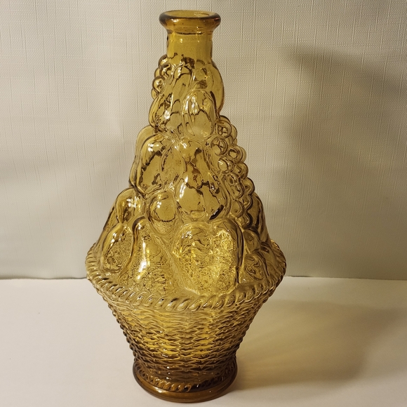 Vintage Empoli Amber Fruit Basket Italian Genie Bottle Decanter- PLEASE READ - Picture 9 of 11